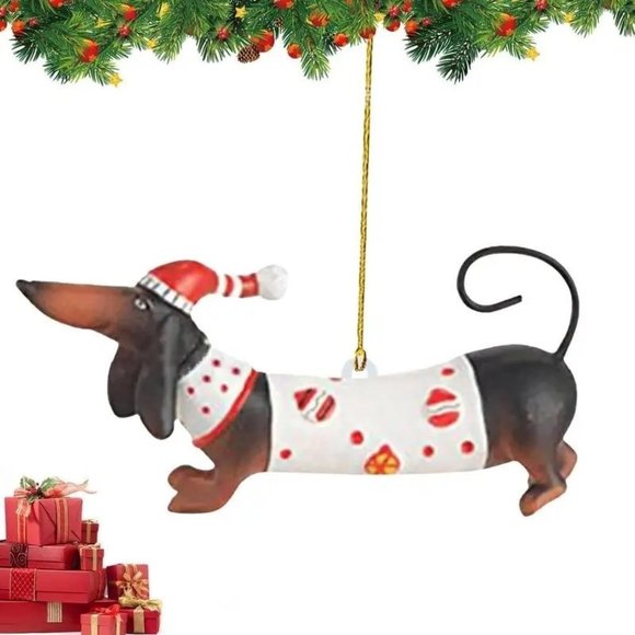 Dachshund Ornament New Gift tag hanger Doxie Weenie Dog Weiner German Pup - Picture 6 of 12